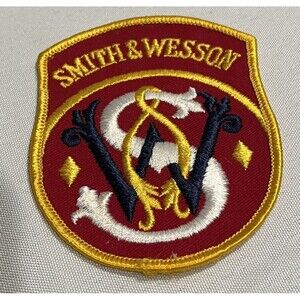 Old S&W Smith and Wesson Patch Shooting Range Gun Pistol Cap Hat Jacket Vest 357